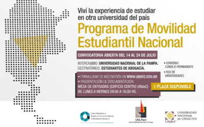 La UNdeC abre la convocatoria para una nueva edición del Programa de Movilidad Estudiantil Nacional para Abogacía