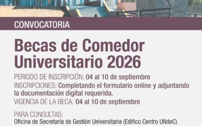 CONVOCATORIA| Se abren las inscripciones a Becas de Comedor Universitario 2026